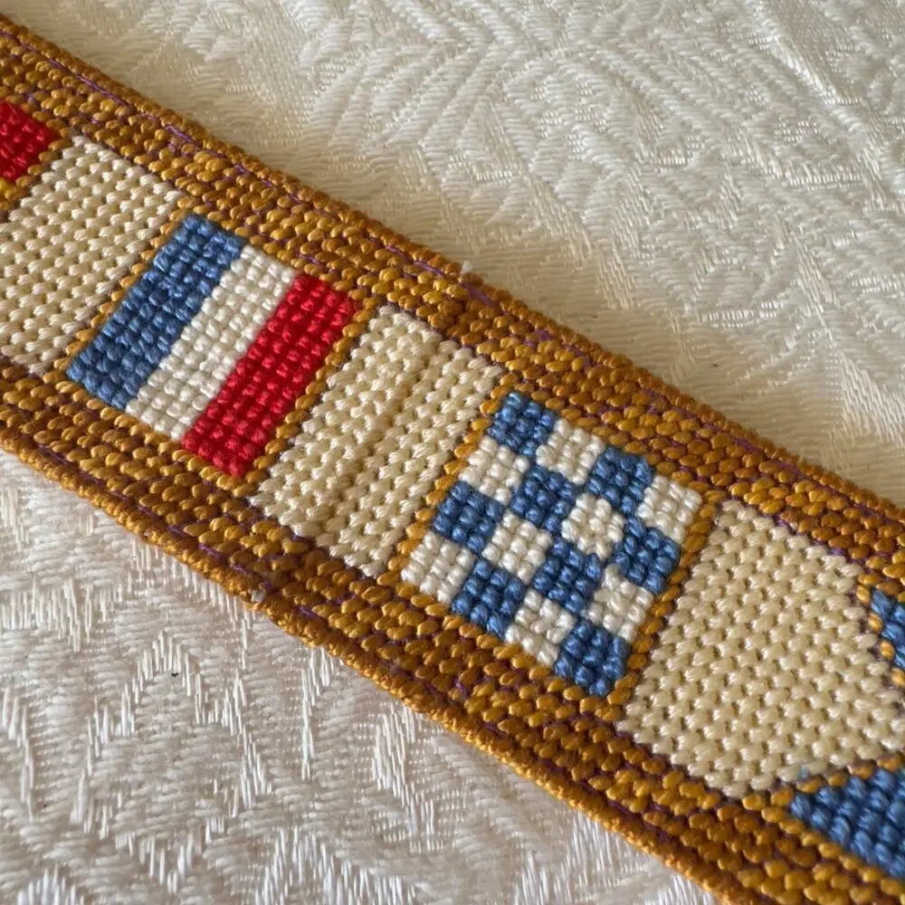 Vintage Needlepoint Belt 320 Catalina Yacht Maritime Signal Flags OOAK 23”